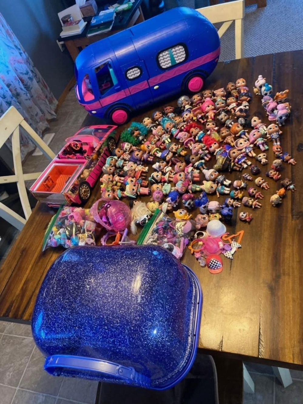 Blue & Pink Kids LOL SURPRISE Doll Camper, Pool Car Playset with Accessories